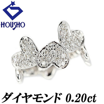 Diamond Pinky Ring 0.20ct K18WG Pavé Heart | 18K Diamond Daily Use Cute Stylish [Used] [SH110740]
