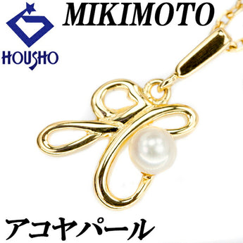 MIKIMOTO Akoya Pearl 3.4mm K18YG Initial H Brand MIKIMOTO | 18K Akoya Pearl White Pearl Japanese Pearl Daily Use Simple Cute Stylish [Used] [SH110749]