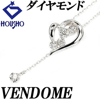 VENDOME AOYAMA Diamond Necklace K18WG Heart Openwork Brand VENDOME AOYAMA | 18K Diamond Daily Use Simple Cute Stylish [Used] [SH110753]
