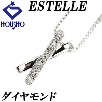 ESTELLE Diamond Necklace K18WG Cross Brand ESTELLE | 18K Diamond Daily Use Simple Cute Stylish [Used] [SH110754]