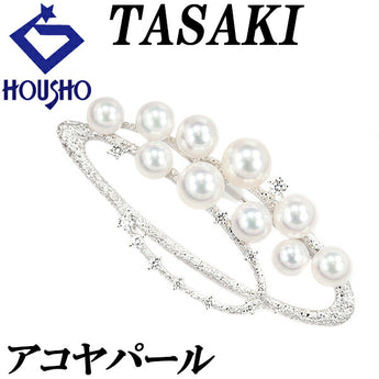 TASAKI Akoya Pearl Pendant Brooch 5.5mm-7.7mm Diamond K18WG Pear Texture Matte TASAKI | 18K Diamond Akoya Pearl White Pearl Japanese Pearl Elegant Stylish [Used] [SH110767]