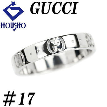 グッチ アイコン リング #17 K18WG メンズ ユニセックス バンドリング 石なし 地金のみ ブランド GUCCI | 18金 デイリーユース シンプル かわいい おしゃれ【中古】【SH110863】