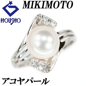 MIKIMOTO Akoya Pearl Ring 9.0mm Diamond Pt950 Brand MIKIMOTO | Akoya Pearl White Pearl Japanese Pearl Platinum Elegant Cute Stylish [Used] [SH110865]
