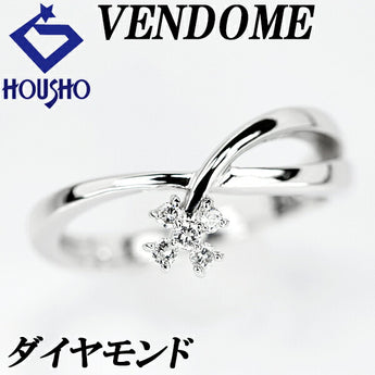 VENDOME AOYAMA Diamond Ring K18WG Wave Flower Plant Botanical Clover Brand VENDOME AOYAMA | 18K Diamond Daily Use Cute Stylish [Used] [SH110867]