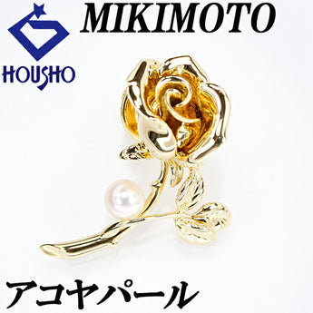 MIKIMOTO Akoya Pearl Pin Brooch 5.5mm K18YG Rose Flower Grace Kelly Princess Grace Collection MIKIMOTO | 18K Akoya Pearl White Pearl Japanese Pearl Elegant [SH110889]