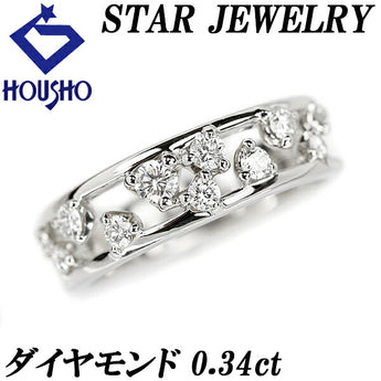 Star Jewelry Diamond Ring 0.34ct Pt950 Openwork Brand STAR JEWELRY | Diamond Platinum Daily Use Cute Stylish [Used] [SH110941]