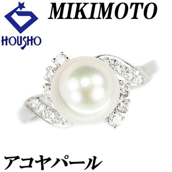 MIKIMOTO Akoya Pearl Ring 8.7mm Diamond Pt950 Brand MIKIMOTO | Akoya Pearl White Pearl Japanese Pearl Diamond Platinum Cute Stylish [Used] [SH110951]