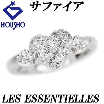 レ・エッセンシャル サファイア リング K18WG ハート ミステリーセッティング プリンセスカット 変形カット ファンシーカット LES ESSENTIELLES | 18金 かわいい【中古】【SH110953】