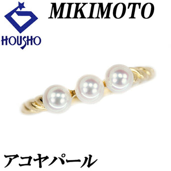 MIKIMOTO Akoya Pearl Ring 3.7mm K18YG Twist Thin Brand MIKIMOTO | 18K Akoya Pearl White Pearl Japanese Pearl Daily Use Simple Cute Stylish [Used] [SH110956]