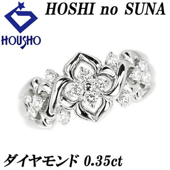 Star Sand Diamond Ring 0.35ct Pt900 Flower Plant Botanical Openwork Brand HOSHI no SUNA | Diamond Platinum Daily Use Elegant Cute Stylish [Used] [SH110963]