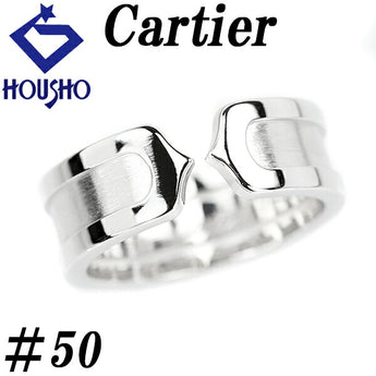 Cartier C2 2C Small Ring K18WG #50 Base metal only No stones Pear-grain Matte Open ring Brand Cartier | 18K Daily use Simple Cute Stylish [Used] [SH110969]