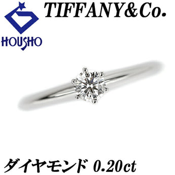 Tiffany Diamond Solitaire Ring 0.20ct Pt950 Solitaire Single Stone 6 Prongs Brand TIFFANY&amp;Co. | Diamond Platinum Daily Use Simple Cute Stylish [Used] [SH110976]