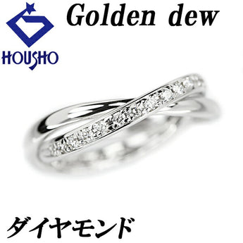 Golden Dew Diamond Ring K18WG Double-Row Layered Wave Brand Golden Dew | 18K Diamond Daily Use Elegant Cute Stylish [Used] [SH110987]