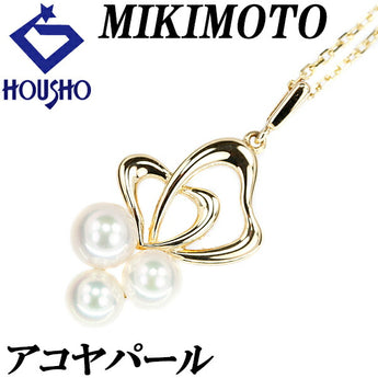 MIKIMOTO Akoya Pearl Necklace 4.8mm-5.6mm K14YG Heart Brand MIKIMOTO | 14K Akoya Pearl White Pearl Japanese Pearl Daily Use Simple Cute Stylish [Used] [SH111001]
