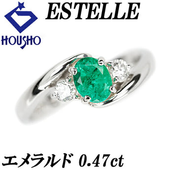 Estelle Emerald Ring 0.47ct Diamond Pt900 Brand ESTELLE | Diamond Platinum Daily Use Elegant Cute Stylish [Used] [SH111154]