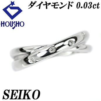 セイコー ダイヤモンド リング 0.03ct K18WG 重ね付け風 ブランド SEIKO | 18金 ダイアモンド デイリーユース シンプル かわいい おしゃれ【中古】【SH111157】