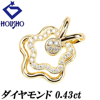 Diamond pendant top 0.43ct K18YG flower plant botanical swing swaying | 18K diamond elegant cute stylish [Used] [SH111169]