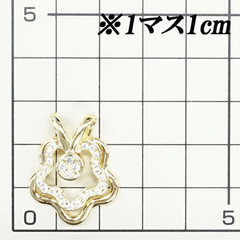 Diamond pendant top 0.43ct K18YG flower plant botanical swing swaying | 18K diamond elegant cute stylish [Used] [SH111169]