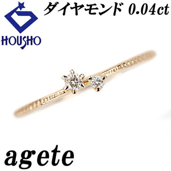 agete Diamond Ring 0.04ct K18PG Milgrain Thin and Delicate Brand agete | 18K Diamond Daily Use Simple Cute Stylish [Used] [SH111175]
