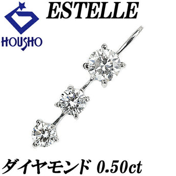 ESTELLE Diamond Pendant Top 0.50ct Pt900 3-Row Station Brand ESTELLE | Diamond Platinum Daily Use Elegant Simple Cute Stylish [Used] [SH111176]