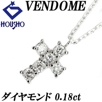 VENDOME AOYAMA Diamond Necklace 0.18ct Pt900 Cross Crucifix | Diamond Platinum Daily Use Simple Cute Stylish Casual [Used] [SH111184]