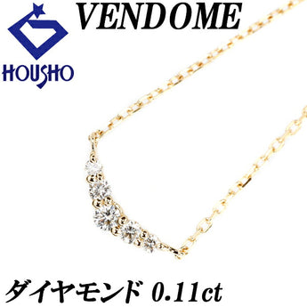 VENDOME AOYAMA Diamond Necklace 0.11ct K18YG Curve Brand VENDOME AOYAMA | 18K Diamond Daily Use Simple Cute Stylish [Used] [SH111189]