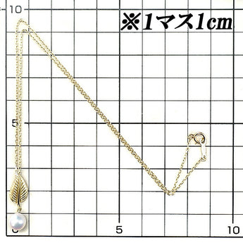 MIKIMOTO Akoya Pearl Necklace 7.4mm K14YG Leaf Plant Botanical MIKIMOTO | 14K Akoya Pearl White Pearl Japanese Pearl Daily Use Simple Cute Stylish Casual [Used] [SH111206]