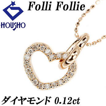 Folli Follie Diamond Necklace 0.12ct K18PG Heart Brand Folli Follie | 18K Diamond Daily Use Simple Cute Stylish [Used] [SH111209]