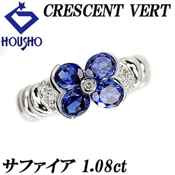 CRESCENTVERT Recrystallized Sapphire Ring 1.08ct Diamond Pt950 Flower Plant Botanical Kyocera CRESCENTVERT | Blue Sapphire Diamond Platinum Cute Stylish [SH111993]