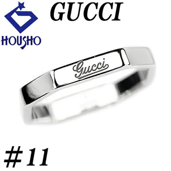 Gucci Ring K18WG #11 Base metal only No stones Octagonal Logo Brand GUCCI | 18K Daily use Simple Cute Stylish [Used] [SH112001]