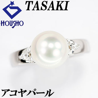 TASAKI Akoya pearl ring 7.9mm diamond Pt900 pinky ring brand TASAKI | Akoya pearl white pearl Japanese pearl diamond platinum elegant cute stylish [used] [SH112003]