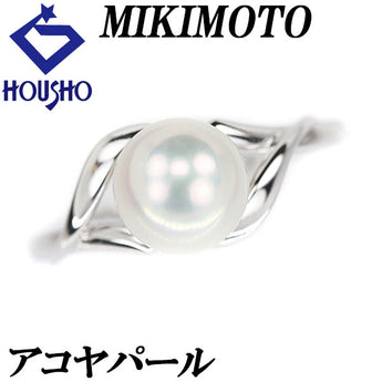 MIKIMOTO Akoya Pearl Ring 7.3mm K18WG Thin Openwork Single Pearl Brand MIKIMOTO | 18K Akoya Pearl White Pearl Japanese Pearl Daily Use Simple Cute Stylish [Used] [SH112006]