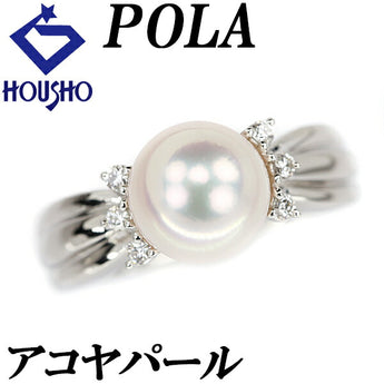 POLA Akoya pearl ring 7.9mm diamond Pt900 brand POLA | Akoya pearl white pearl Japanese pearl diamond platinum cute stylish [Used] [SH112014]