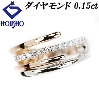 Diamond Ring 0.15ct K18WG K18PG Piercing Open Free Ring | 18K Diamond Daily Use Simple Elegant Cute Stylish [Used] [SH112018]