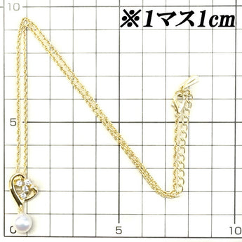 POLA Akoya pearl necklace 8.3mm diamond K18YG heart brand POLA | 18K Akoya pearl white pearl Japanese pearl diamond elegant cute stylish [Used] [SH112031]