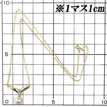 MIKIMOTO Akoya Pearl Necklace 7.1mm Diamond K18YG Brand MIKIMOTO | 18K Akoya Pearl White Pearl Japanese Pearl Daily Use Simple Cute Stylish Casual [Used] [SH112032]