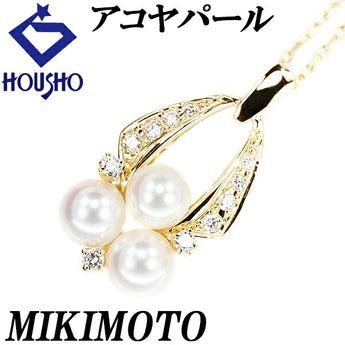MIKIMOTO Akoya Pearl Necklace 6.0mm-6.3mm Diamond K18YG Brand MIKIMOTO | 18K Akoya Pearl White Pearl Japanese Pearl Diamond Elegant Cute Stylish [Used] [SH112033]