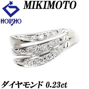 MIKIMOTO Diamond Ring 0.23ct Pt950 Openwork 3-Row Style Layered Wave Brand MIKIMOTO | Diamond Platinum Elegant Cute Stylish [Used] [SH112055]