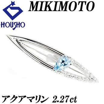 MIKIMOTO Aquamarine Brooch 2.27ct Diamond K18WG Aquamarine Drop Droplet Tear MIKIMOTO | 18K Diamond Elegant Cute Stylish [Used] [SH112104]