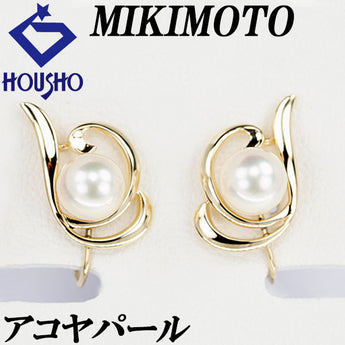 MIKIMOTO Akoya Pearl Earrings 7.0mm K14YG Brand MIKIMOTO | 14K Akoya Pearl White Pearl Japanese Pearl Daily Use Elegant Cute Stylish [Used] [SH113645]