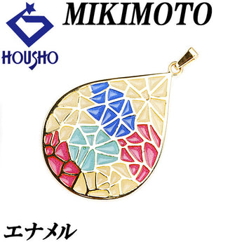 MIKIMOTO Enamel Pendant Top K18YG Cloisonne Stained Glass Style Drop Droplet Tear Brand MIKIMOTO | 18K Gold Daily Use Elegant Cute Stylish [Used] [SH113650]