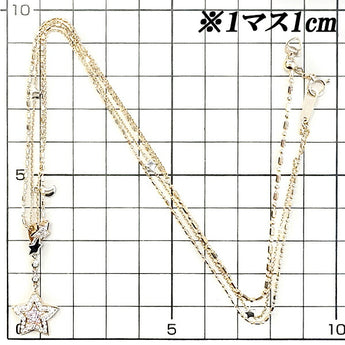 Sapphire necklace 0.08ct diamond K18PG K18WG star layered style | 18K pink sapphire diamond casual cute stylish [Used] [SH113657]