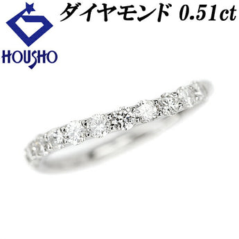 Diamond Half Eternity Ring 0.51ct Pt900 Wave | Diamond Platinum Elegant Daily Use Simple Cute Stylish [Used] [SH113898]