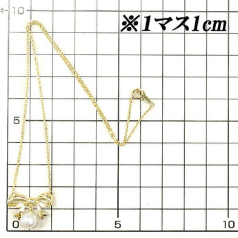 ミキモト アコヤパール ネックレス 7.0mm K18YG リボン ブランド MIKIMOTO | 18金 あこや真珠 白真珠 和珠 デイリーユース かわいい おしゃれ【中古】【SH113921】