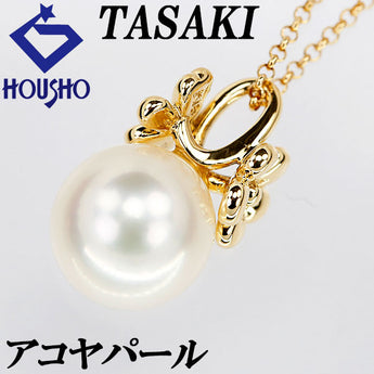 TASAKI Akoya Pearl Necklace 8.5mm K18YG Flower Plant Botanical Butterfly Papillon Insect TASAKI | 18K Akoya Pearl White Pearl Japanese Pearl Cute Stylish [SH113926]