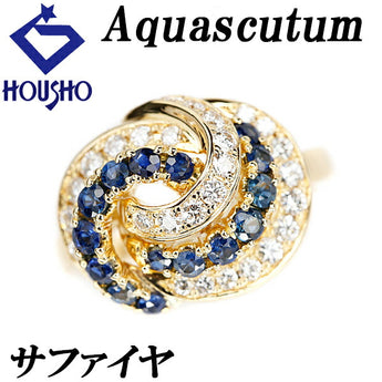Aquascutum Sapphire Ring Diamond K18YG Brand | 18K Blue Sapphire Diamond Gorgeous Cute Stylish [Used] [SH114816]
