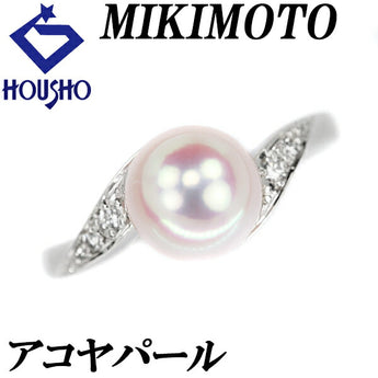 MIKIMOTO Akoya Pearl Ring 7.6mm Diamond Pt900 Brand MIKIMOTO | Akoya Pearl White Pearl Japanese Pearl Diamond Platinum Cute Stylish [Used] [SH114824]