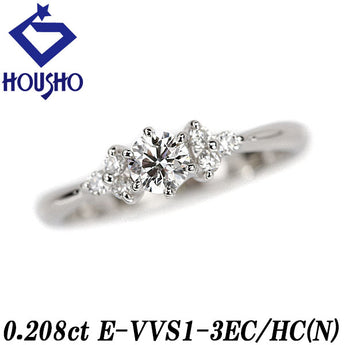 Diamond ring 0.208ct Pt900 Graded with certificate 6 prongs | Diamond Platinum Elegant Simple Cute Stylish [Used] [SH114828]