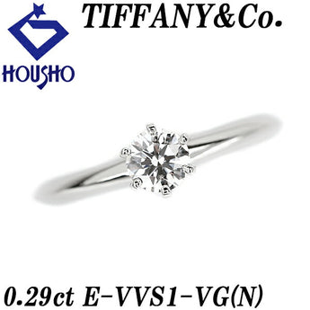 Tiffany Diamond Solitaire Ring 0.29ct Pt950 Single Stone 6-Prong Graded Certificate TIFFANY&amp;Co. | Diamond Platinum Elegant Cute Stylish [Used] [SH114835]