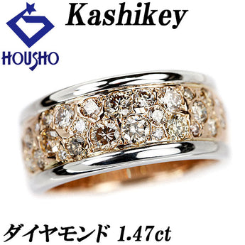 Kashikey Brown Diamond Melange Ring 1.47ct K18PG K18WG Thick Wide Brand Kashikey | 18K Brown Diamond Luxurious Gorgeous Cute Stylish [Used] [SH114839]